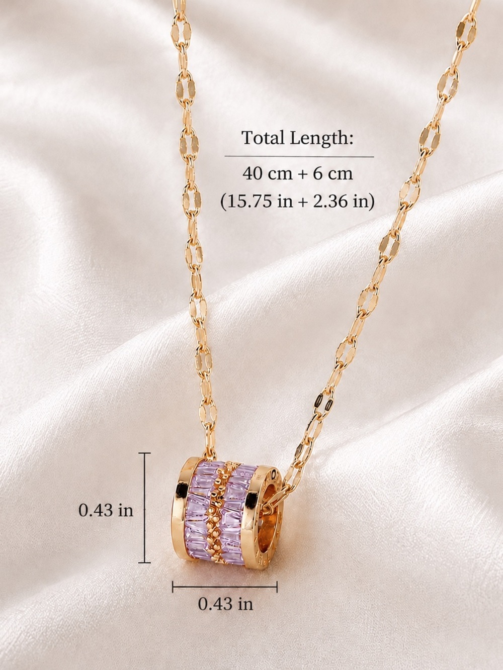 Gold Chain Necklace with Crystal Pendant - Picture 5 of 6